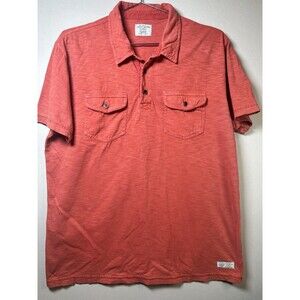 Lucky Brand Venice Burnout Polo Mens L Pink Beach Coastal Resort Summer Travel